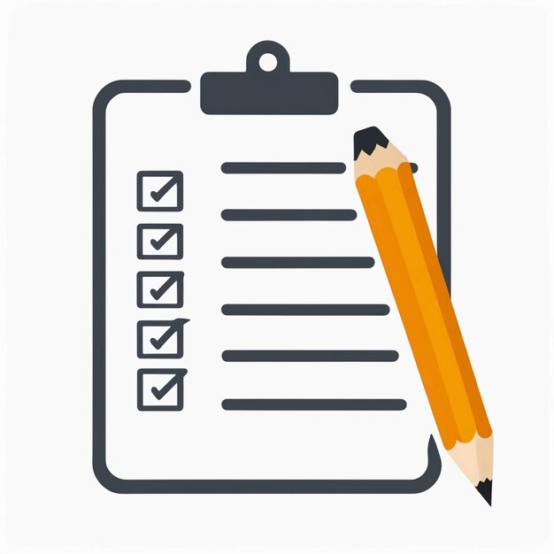 Checklist Special Flat icon with pencil white background