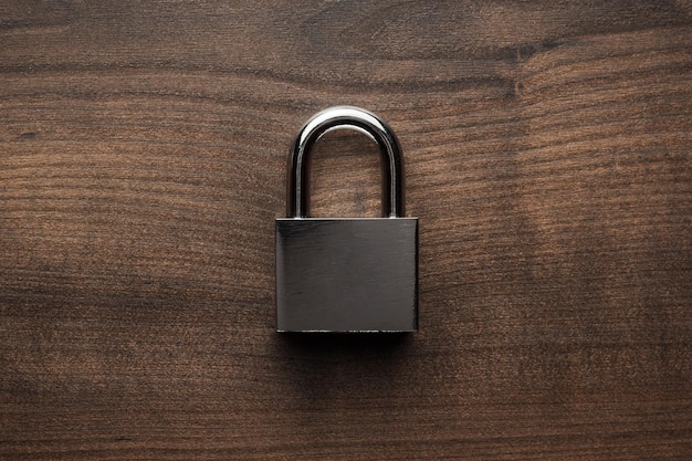 Checklock on the brown wooden table