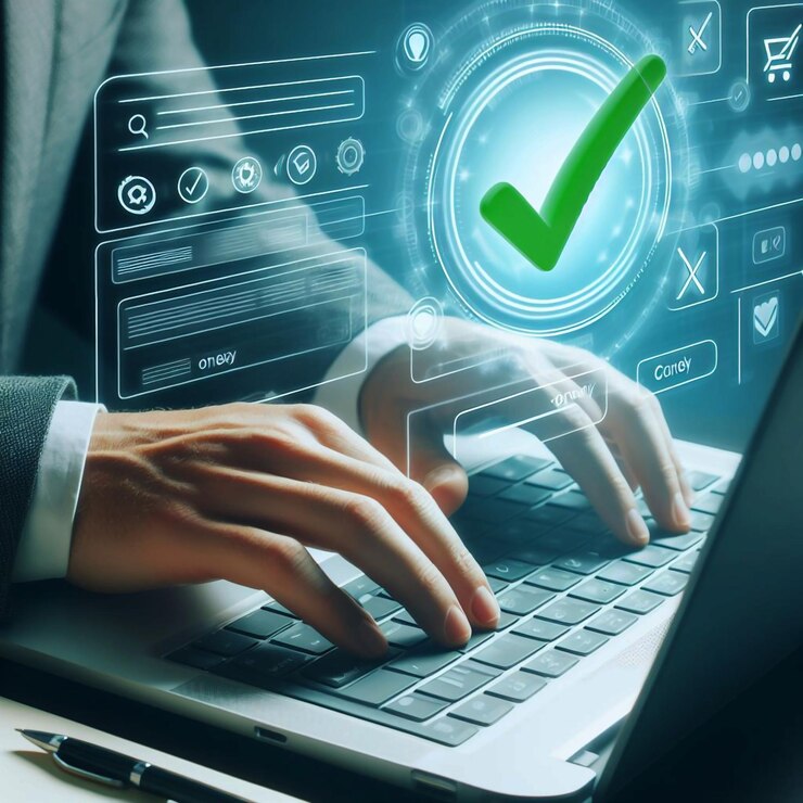 Иллюстрация сертификации программного обеспечения с галочкой