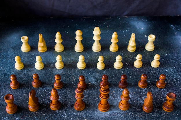 Photo checkmate and chess figures close-up boardgame