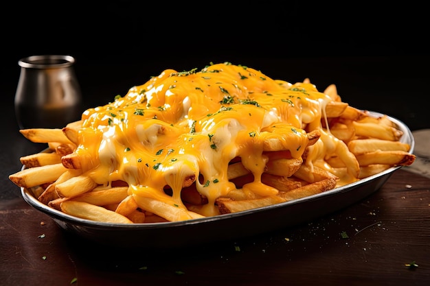 cheddar cheese melted on French fries