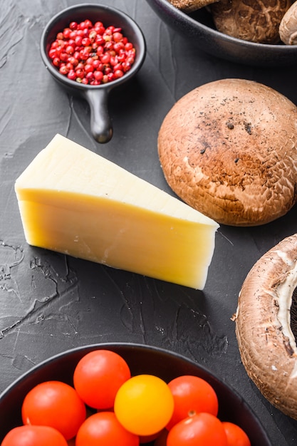 Cheddar cheese and portabello mushrooms