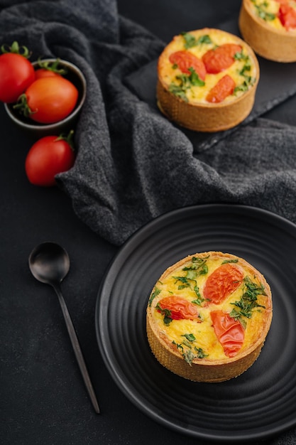 Cheddar cheese and spring onion omelette tarts