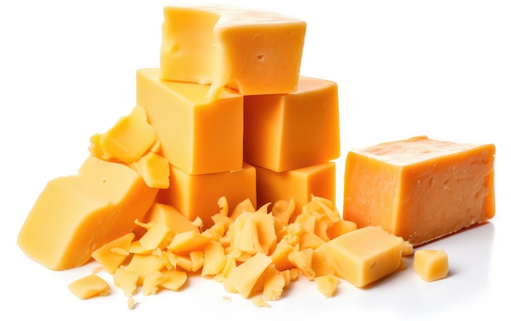 Photo cheddar cheese on white background ai generated