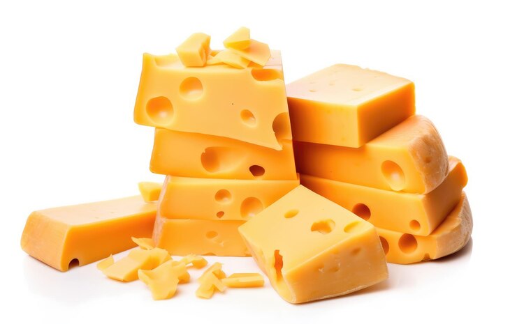 Photo cheddar cheese on white background ai generated