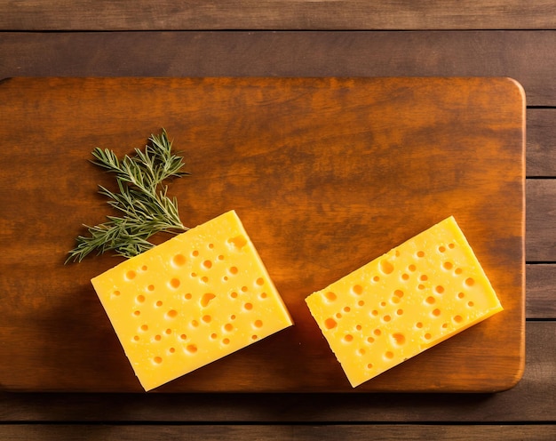 Cheddar cheese on a wooden board