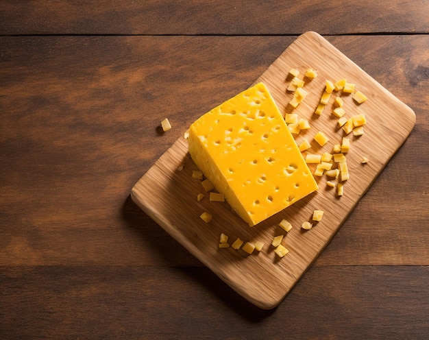 Cheddar cheese on a wooden board