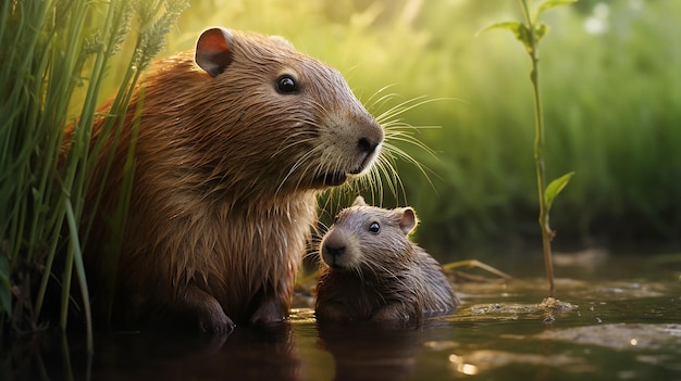 Cheek kiss from a capybara baby