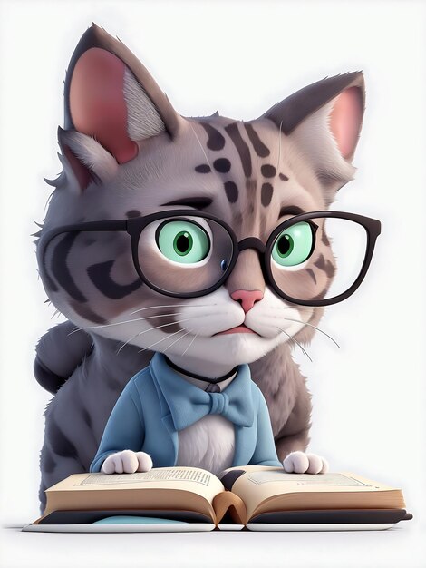 生意気な猫の本を読む