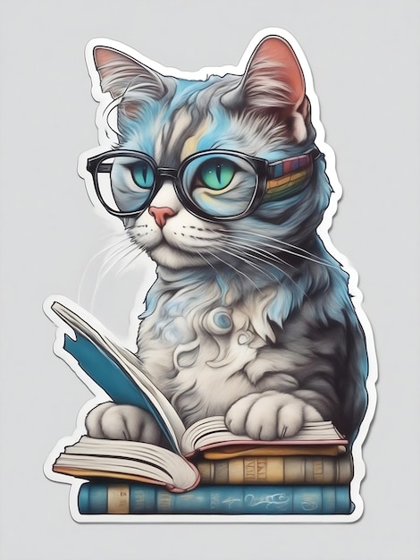 Cheeky cat reading book