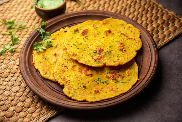 Cheela Chilla or Chila is a Rajasthani breakfast dish generally made with gram flour or besan