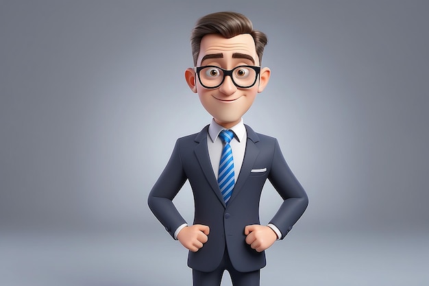 Photo cheerful 3d cartoon businessman friendly sympathetic character