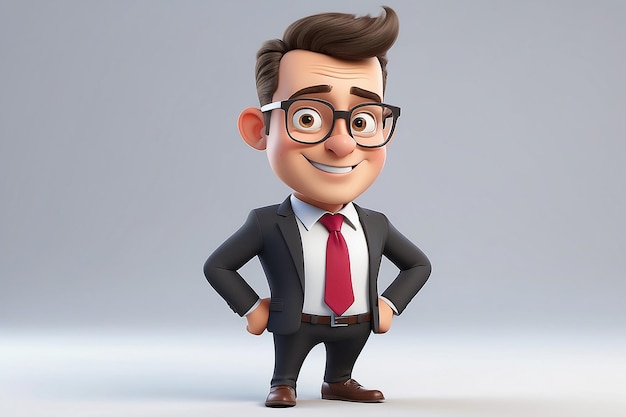 Cheerful 3D Cartoon Businessman Friendly Sympathetic Character