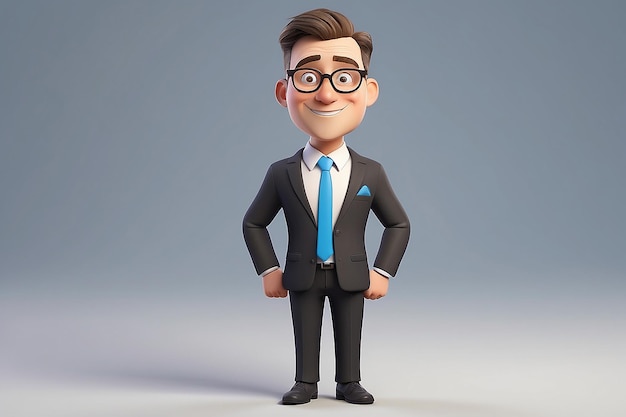 Cheerful 3D Cartoon Businessman Friendly Sympathetic Character