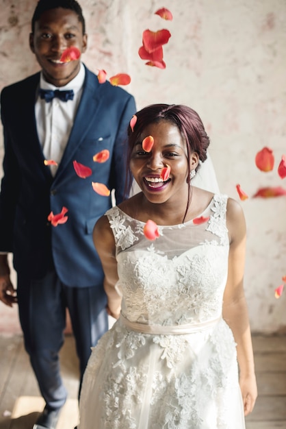 Cheerful African Descent Bride Groom Together