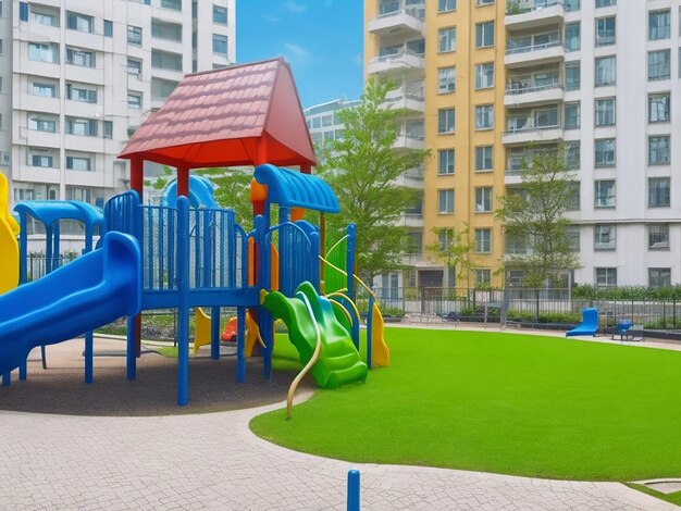 Cheerful baby playing at outdoor playground ai generated