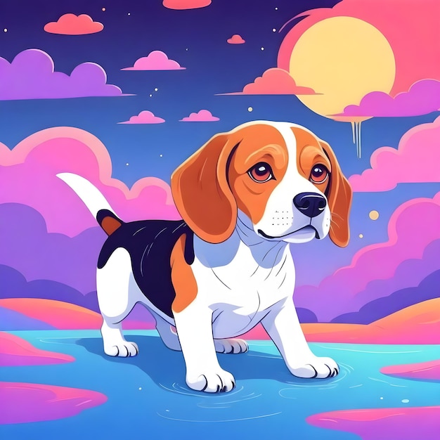 Веселый Бигл Капризный мультфильмный клип-арт игривой собаки