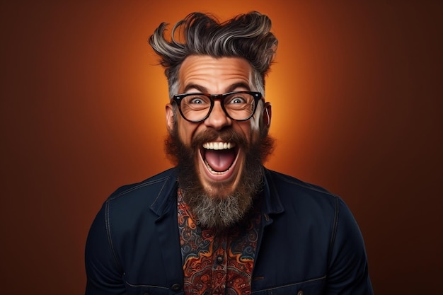 Cheerful Bearded Man Generative AI