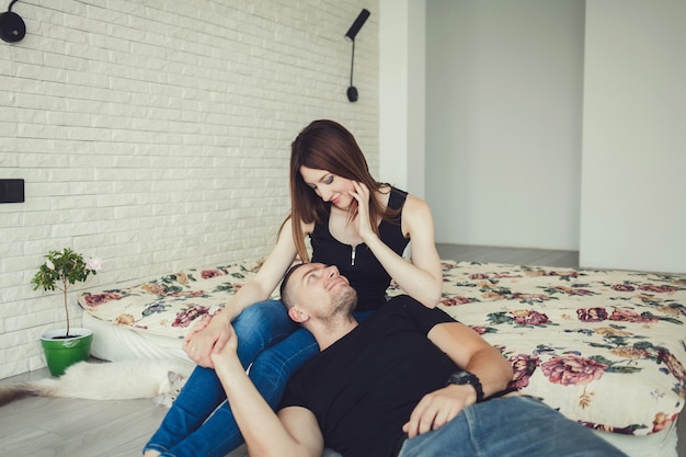 Cheerful beautiful young couple