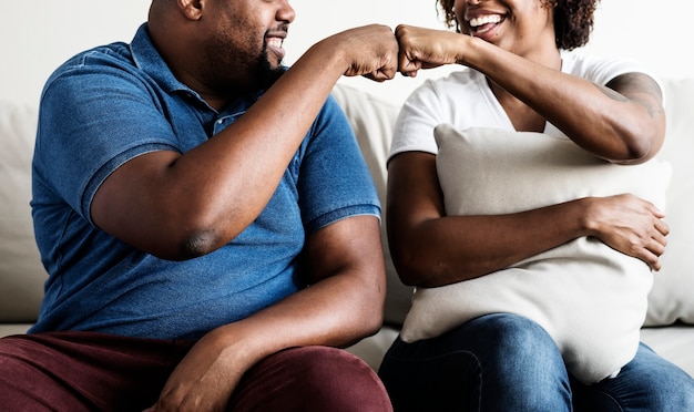 A cheerful black couple