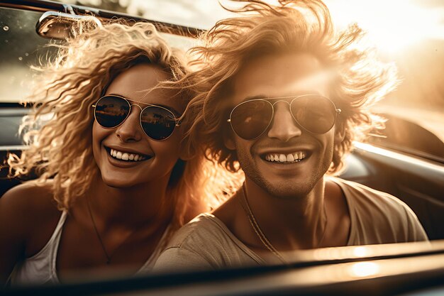 Photo cheerful black woman in sunglasses in car