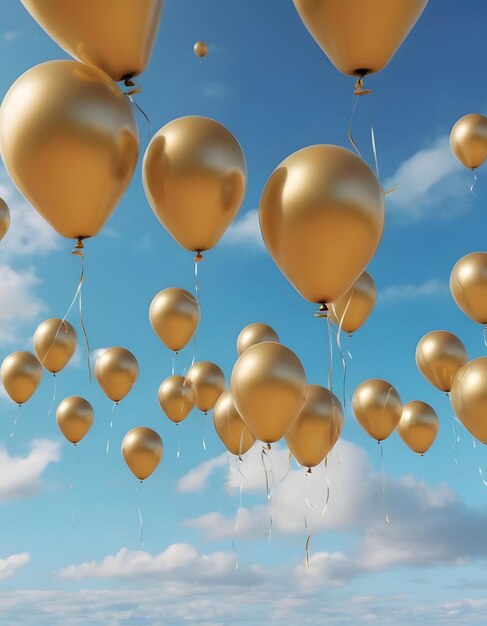 Cheerful Blue Balloon Floating MidAir in Clear Sky