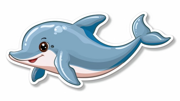 cheerful blue dolphin illustration with sparkling eyes and playful pose