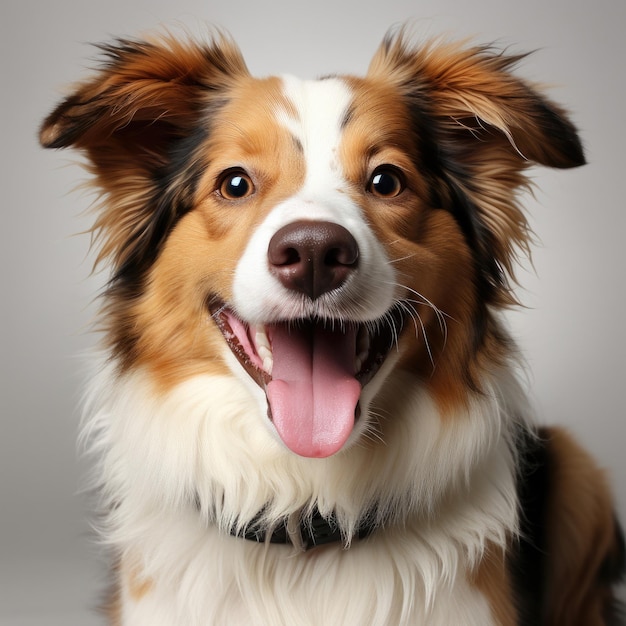 Cheerful Border Collie Puppy Brown White