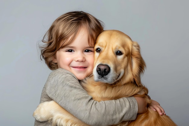 Cheerful Boy and his Grinning Canine Pal