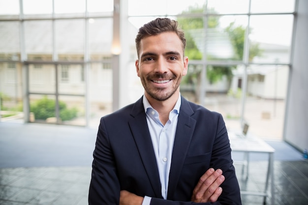 Cheerful businessman at conference centre