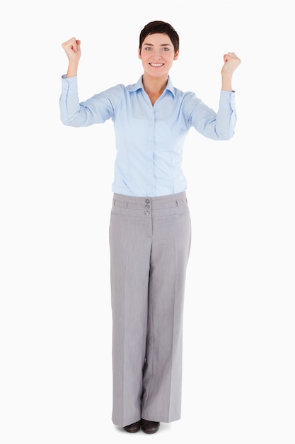 Cheerful businesswoman posing