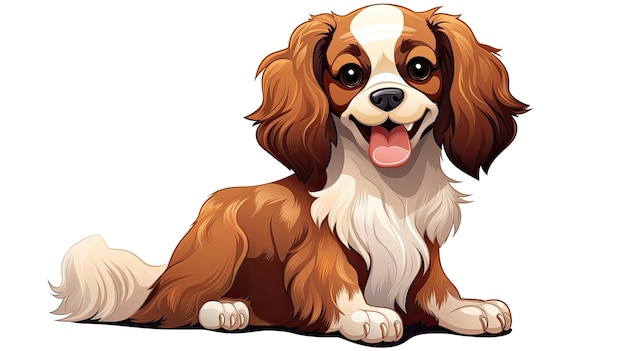 Photo cheerful cartoon cavalier king charles spaniel adventure