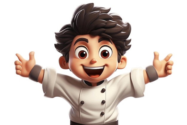 Foto chef allegro del fumetto su uno sfondo trasparente ai