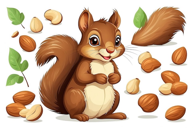 Cheerful Cartoon Squirrel Nutty Delight