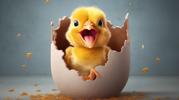 A cheerful chick breaking out of its shell AI generated