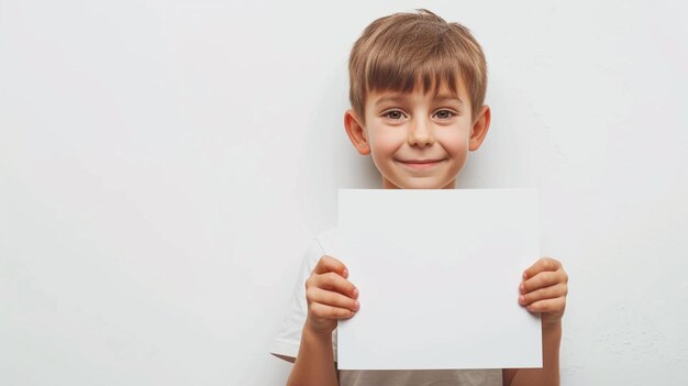 Cheerful Child with Blank Placard Customize Your Message