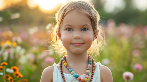 Cheerful Child with Colorful Beads