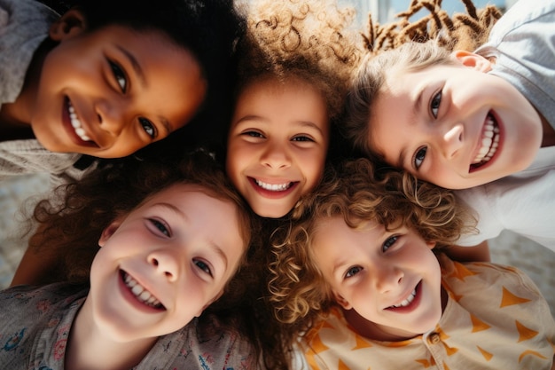 Cheerful children playing and smiling together