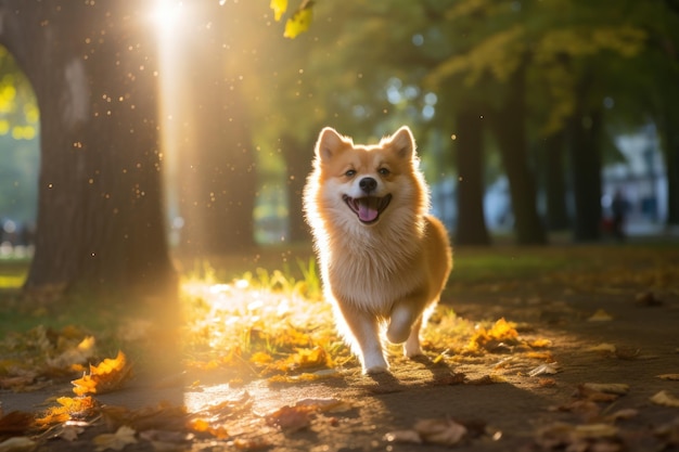 Photo cheerful dog outside a walk