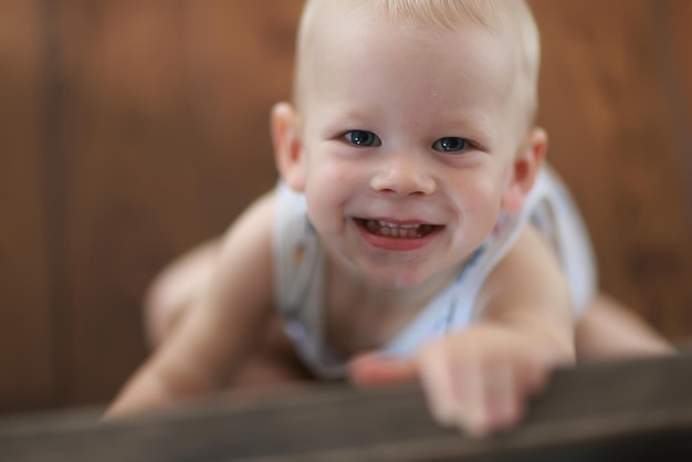 cheerful emotional portrait of a baby smile