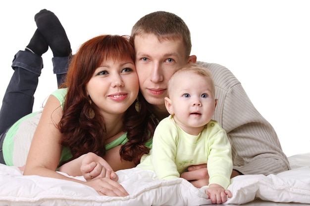 Фото Веселая семья - родители с малышом