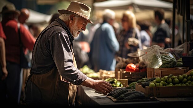 Photo cheerful farmers' market artisans and handcrafted treasures