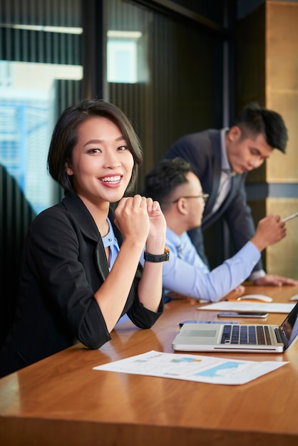 Cheerful female entrepreneur