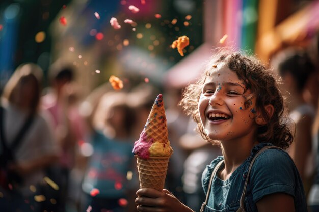 Cheerful festival with colorful and fun ice cream generative IA