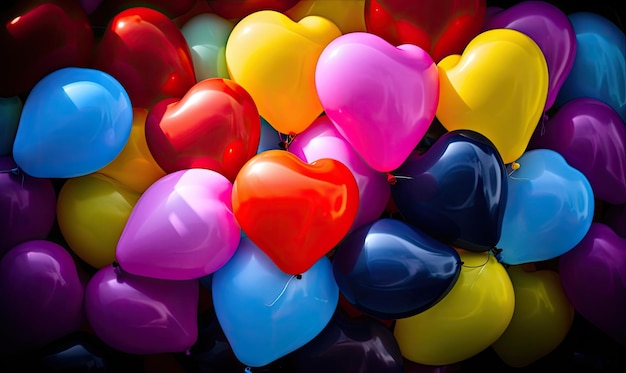 Cheerful and festive heartshaped balloons in bold colors Creating using generative AI tools