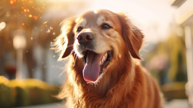 喜ぶ犬の陽気な笑顔は心を温めます