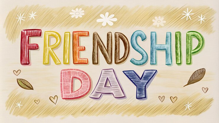 Photo a cheerful handdrawn style image of friendship day with colorful sketchlike letters