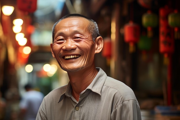 즐거운 행복한 중국인 남자 Generate Ai