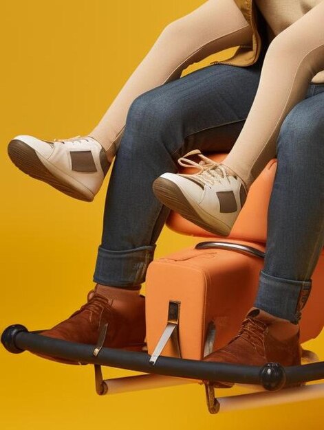 Cheerful happy man teaching sweet lovely daughter to fly like a plane