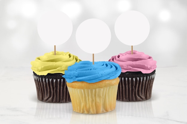 Cheerful Holiday Cupcake Topper Mockup